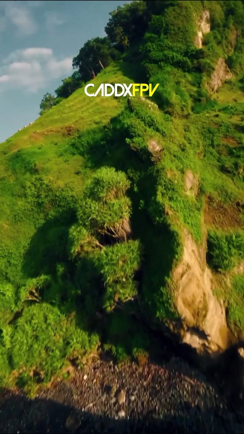 Flying low along coastal cliffs